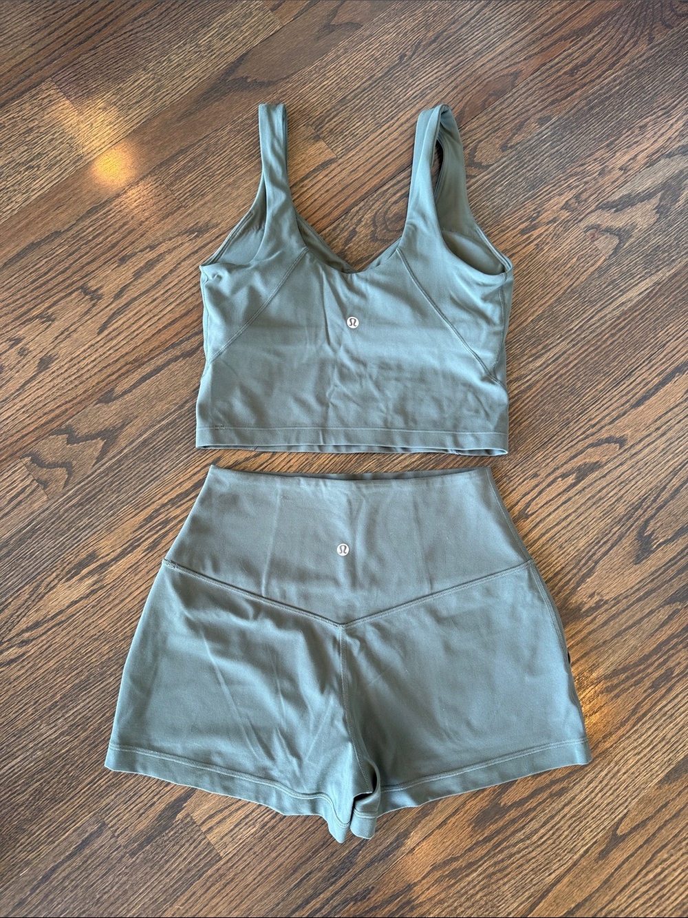 lululemon Align Classic Fit Shorts & Tank Set Dark Forest Green Like New EUC